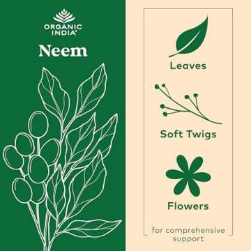 ORGANIC INDIA Neem Leaf Capsules, Herbal Supplement - Supports Skin, Immune, & Liver Health, Detox, ...