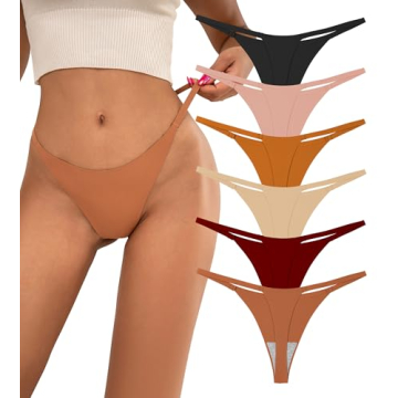Beafulrab G-string Thongs for Women No Show Thong Seamless Stretch Underwear Low Rise Panties Pack (...