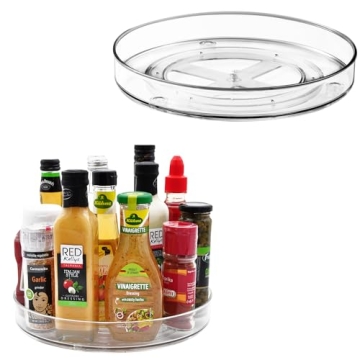Amolliar 11" 2 Pack Lazy Susan Organizer, Non-Skid Rotating Turntable Spice Rack for Cabinet, Fridge...