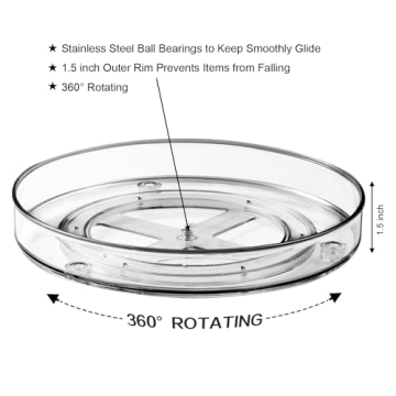 Amolliar 11" 2 Pack Lazy Susan Organizer, Non-Skid Rotating Turntable Spice Rack for Cabinet, Fridge, Kitchen, Pantry Organizers and Storage, Dining Table, Countertop, Vanity, Under Sink Organizer