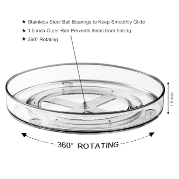 Amolliar 11" 2 Pack Lazy Susan Organizer, Non-Skid Rotating Turntable Spice Rack for Cabinet, Fridge, Kitchen, Pantry Organizers and Storage, Dining Table, Countertop, Vanity, Under Sink Organizer