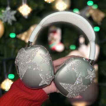 Case Cover for AirPods Max Headphones Glittering gem-Encrusted, Stars Sparkling Rhinestones Accessor...