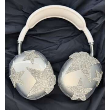 Case Cover for AirPods Max Headphones Glittering gem-Encrusted, Stars Sparkling Rhinestones Accessories Ultra Protective Cover for Apple AirPods Max