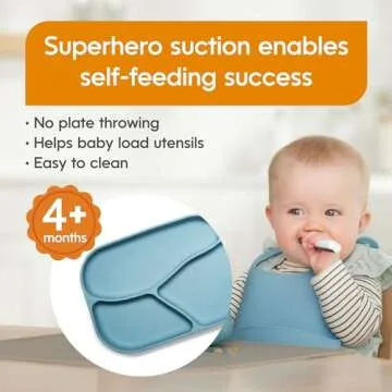 NumNum Silicone Toddler Suction Plates – 100% Food Grade Divided Baby Plates, Non-Toxic, BPA-Free,...