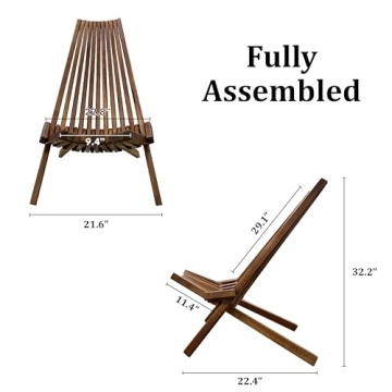 Stylish Melino Wooden Outdoor Folding Lounge Chair