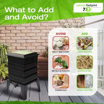 Worm Factory® 360 Black US Made Composting System for Recycling Food Waste at Home – 4 Trays for Efficient Vermicomposting – Durable, Space-Efficient Design, Easy to Assemble, No Odor