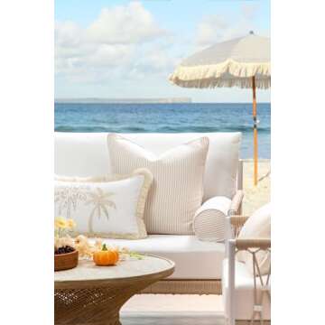 Hofdeco Premium Fall Coastal Patio Indoor Outdoor Bolster Pillow Cover Only, 6"x20" Water Repellent ...