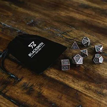 HEIMDALLR Metal DND Dice Set 7pcs - Indestructible Metal Dice Set w/Dice Bag; D&D Dice Set D&D (Dungeons and Dragons Dice Set) w/ D20 Dice - Blacksmith Craft Dice (Weathered Bronze)