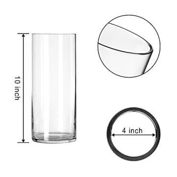HWASHIN Set of 3 Clear Glass Cylinder Vases (Sponge Brush Included) 4” W x 10” H, Flowers Vases,...