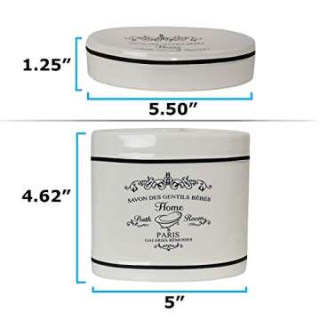 Blue Donuts 4 Piece Bathroom Accessories Set - Heavy Duty Ceramic Paris Bathroom Accessory Set Includes Hand Soap Dispenser, Toothbrush Holder, Soap Dish, Tumbler, Cream