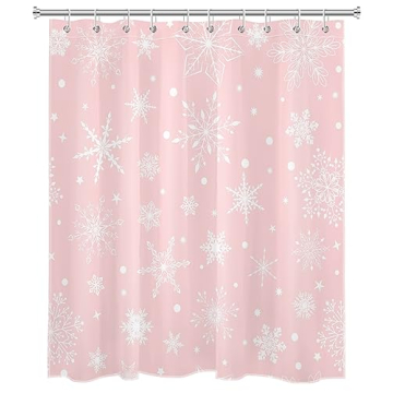 LB Pink Christmas Shower Curtain for Festive Bathrooms
