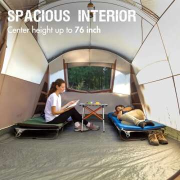 PORTAL 8 Person Family Camping Tent with Screen Porch, Weather Resistant Tunnel Tent with Rainfly, Large Family Tents for Outdoor Camping, Party