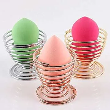 LanMa Beauty Sponge Blender Holder,(2 Pack Silver) Makeup Sponge Drying Stand Storage Egg Powder Puff Display Stand