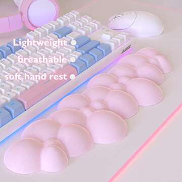 Gaming Keyboard Wrist Rest Pad,Memory Foam Palm Rest, Ergonomic Hand Rest for Computer Keyboard,Laptop,Mac,Lightweight for Easy Typing Pain Relief-Pink