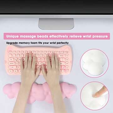 Gaming Keyboard Wrist Rest Pad,Memory Foam Palm Rest, Ergonomic Hand Rest for Computer Keyboard,Laptop,Mac,Lightweight for Easy Typing Pain Relief-Pink