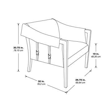 OSP Home Furnishings Parkfield Faux Leather Accent Chair with Sling Buckle Design and Solid Hardwood Frame, Camel