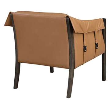 OSP Home Furnishings Parkfield Faux Leather Accent Chair with Sling Buckle Design and Solid Hardwood Frame, Camel