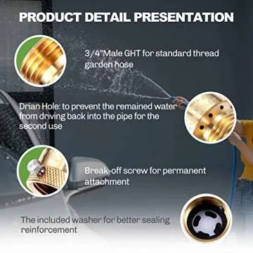 Litorange 2 Pack Brass 3/4" Inch GHT Hose Bibb Connector Backflow Preventer Vacuum Breaker