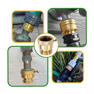 Litorange 2 Pack Brass 3/4" Inch GHT Hose Bibb Connector Backflow Preventer Vacuum Breaker