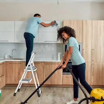 Step Ladder EFFIELER 2 Step Stool Ergonomic Folding Step Stool with Wide Anti-Slip Pedal 430 lbs Sturdy Step Stool for Adults Multi-Use for Household, Kitchen, Office (Matte White)