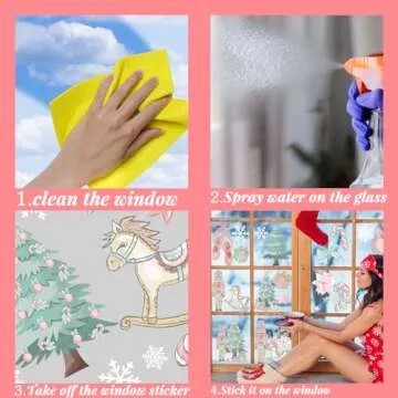 Pink Christmas Window Clings for Festive Holiday Decor