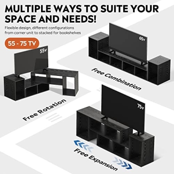 DEVAISE 3-in-1 TV Stand Up to 75 Inch Modern Entertainment Center