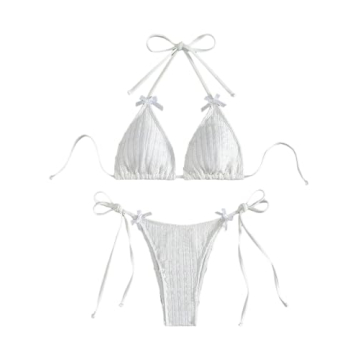 GORGLITTER Women's Lace Striped Bikini Set for Summer