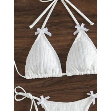 GORGLITTER Women's Lace Striped Bikini Set for Summer