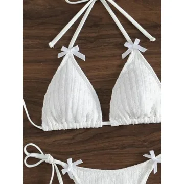 GORGLITTER Women's Lace Striped Bikini Set for Summer