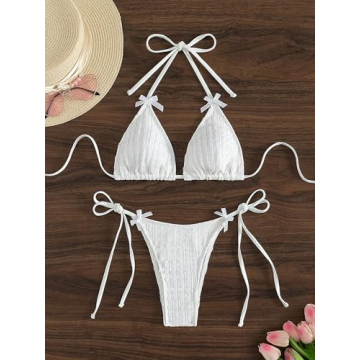 GORGLITTER Women's Lace Striped Bikini Set for Summer