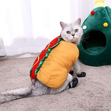 POPETPOP Hot Dog Design Pet Costume | Fun & Cozy Hoodie for Dogs and Cats