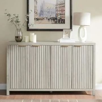 OAKHAM HOME Oxford Fluted Storage Cabinet Sideboard - Elegant Multifunctional Buffet with Adjustable...
