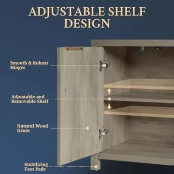 Stylish Fluted Storage Cabinet Sideboard with Shelves