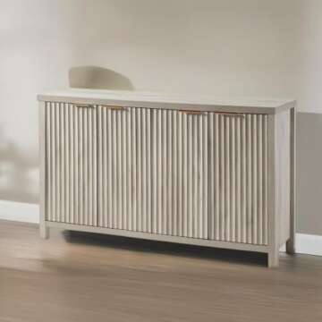 OAKHAM HOME Oxford Fluted Storage Cabinet Sideboard Large Buffet with Adjustable Shelves, Multifunctional Accent Cabinet Console Cabinet for Living Room