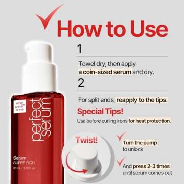 Mise En Scene Perfect Super Rich Serum with Argan Oils - Hair Essence for High Nutrition Intensive Care, Korean Hair Oil, 2.70 fl. Oz