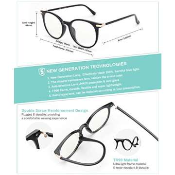 Gaoye 3 Pack Blue Light Blocking Glasses, Retro Round Eyewear Frame Anti Eyestrain Computer Glasses ...