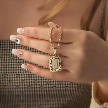 JSJOY Gold Initial Pendant Necklace - Personalized Gifts