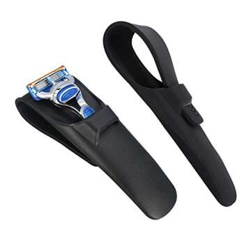 Razor Holder and Razor Case, Razor Holder for Shower, Shaver Hook Robe Towel Coat Hook, Silicone Material Razor Case, Waterproof Self Adhesive 304 Stainless Steel Multi Purpose Hooks