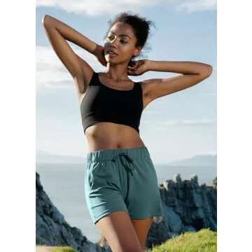 Willit Women's Shorts Hiking Athletic Shorts Yoga Lounge Active Workout Running Shorts Comfy Casual with Pockets Mallard Green L