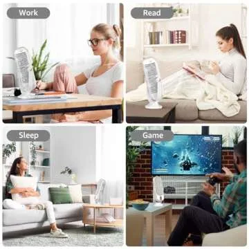AbuDodo Tower Fan, Portable Desk Fan with 5-Speed Options, Dual Air Circulation, Personal Quiet Table Fan for Home Office Desktop Bedroom, 10.5 inch - White