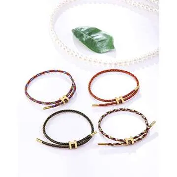 AIMADE Bracelets for Women Girls Adjustable Charm Bracelet, 18k Gold-plated Buckle Design Titanium Steel Wire Rope Women's Gift Jewelry (White)