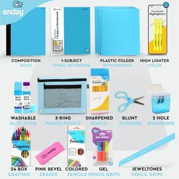 Enday School Supplies Kit - 71 Pieces for Kids K-5