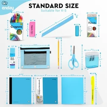 Enday School Supplies Kit - 71 Pieces for Kids K-5