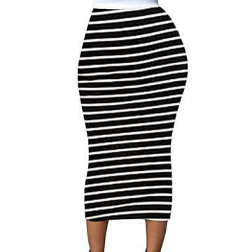 Lrady Women Basic Below Knee Stretchy Pencil Skirt S