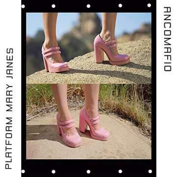 Stylish Ancomafio Mary Janes Chunky Heels for Women