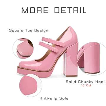 Stylish Ancomafio Mary Janes Chunky Heels for Women