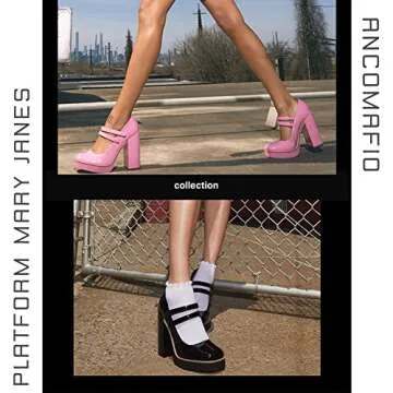 Stylish Ancomafio Mary Janes Chunky Heels for Women