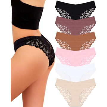Soft Lace Hipster Bikini Panties for Women 6 Pack