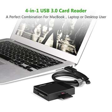 UGREEN SD Card Reader Android USB 3.0 OTG Hub Card Adapter On The Go 5Gbps Read CF, CFI, TF, SDXC, SDHC, SD, MMC, Micro SDXC, Micro SD, Micro SDHC, MS, UHS-I for Windows, Mac, Linux, Android 1.5ft