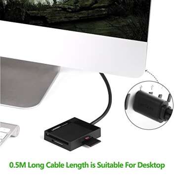 UGREEN SD Card Reader Android USB 3.0 OTG Hub Card Adapter On The Go 5Gbps Read CF, CFI, TF, SDXC, SDHC, SD, MMC, Micro SDXC, Micro SD, Micro SDHC, MS, UHS-I for Windows, Mac, Linux, Android 1.5ft